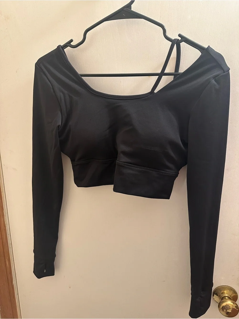 lululemon athletica Black Long-Sleeve Asymmetric Crop Top